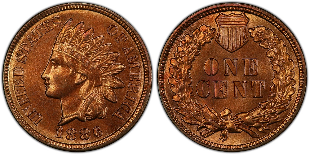 1886 Indian Head Penny Snow-1 Doubled Die Obverse showing doubling on LIBERTY headband and date
